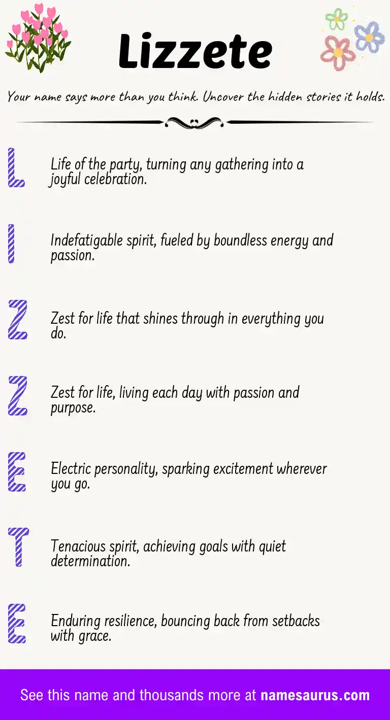Acrostic poem about Lizzete.