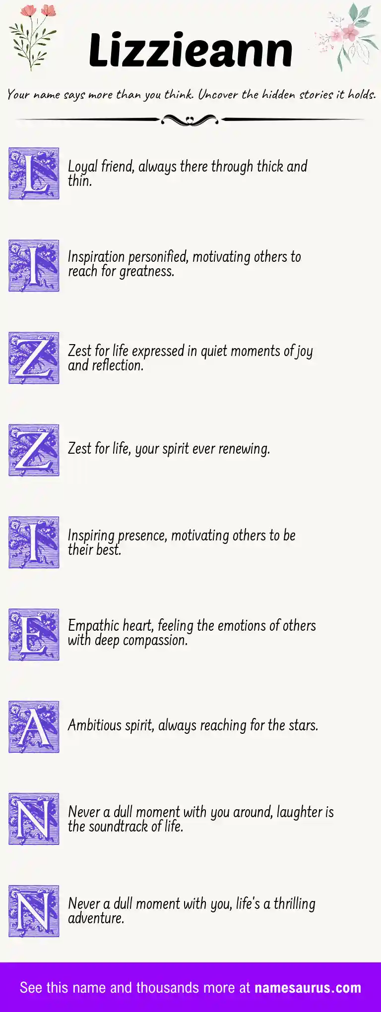 Acrostic poem about Lizzieann.