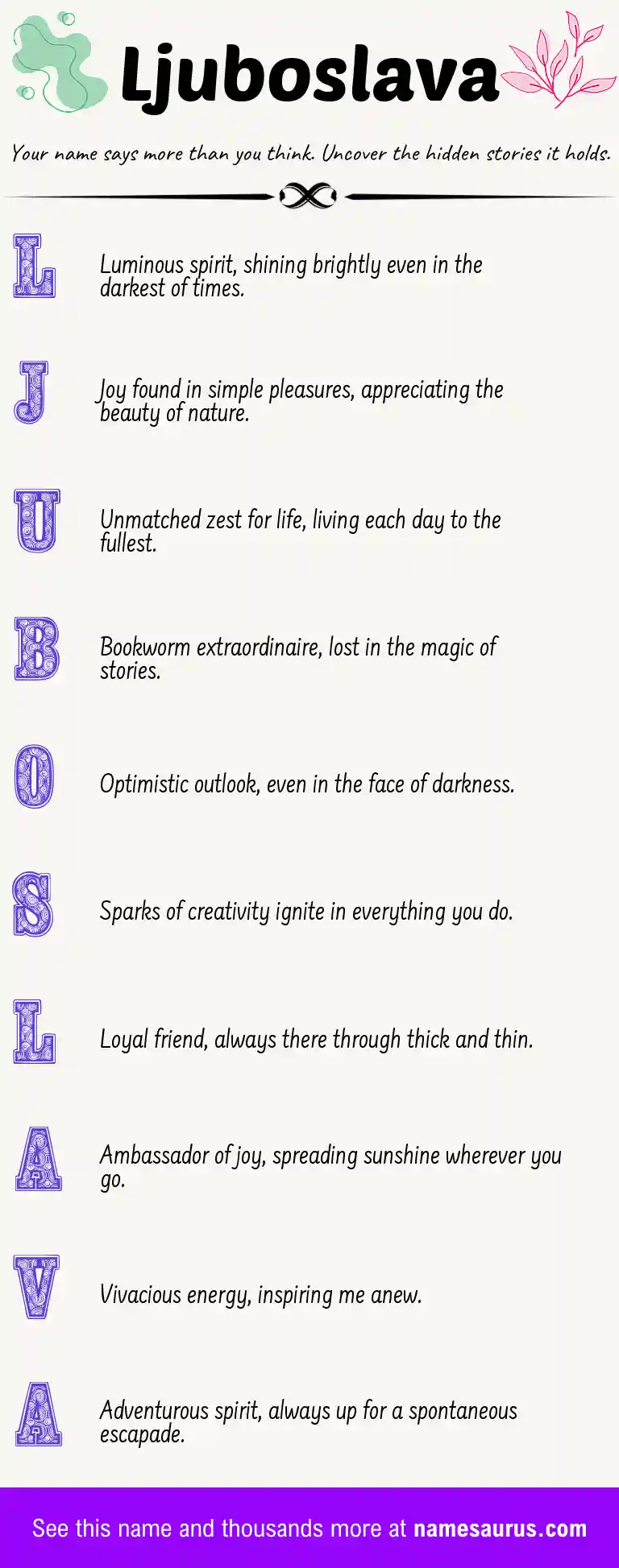 Acrostic poem about Ljuboslava.