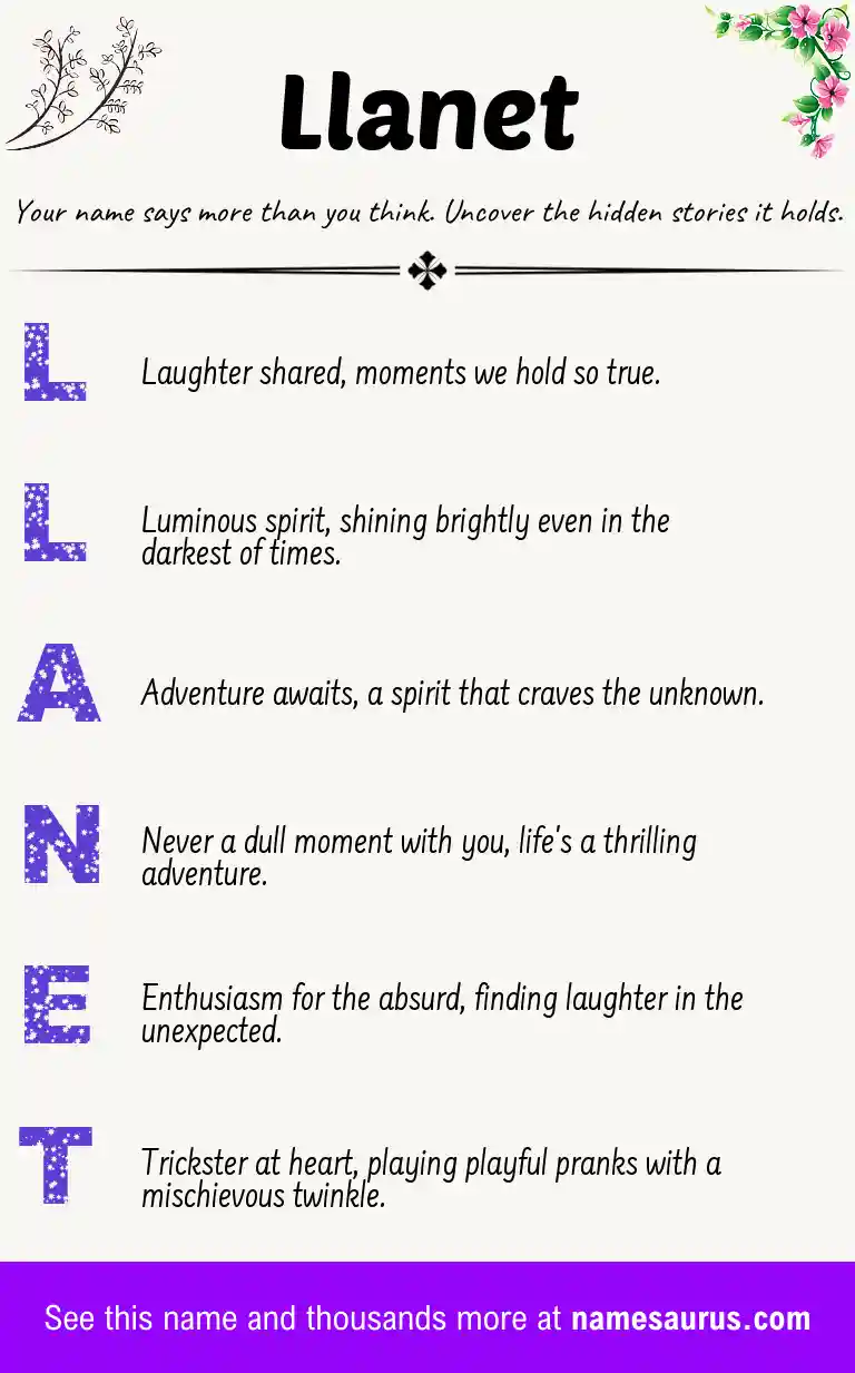 Acrostic poem about Llanet.