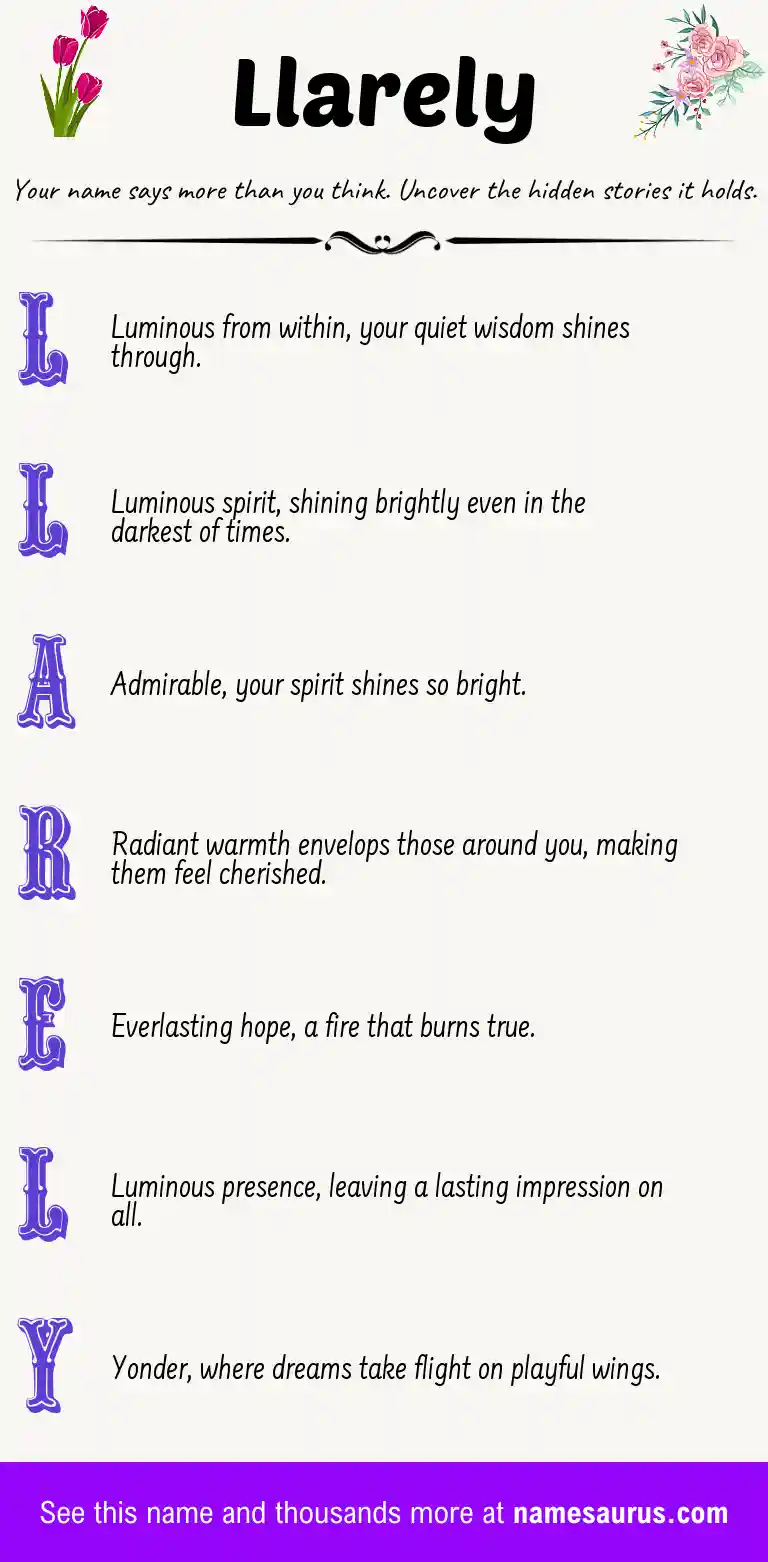 Acrostic poem about Llarely.