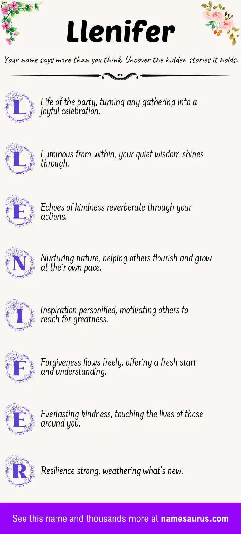 Acrostic poem about Llenifer.