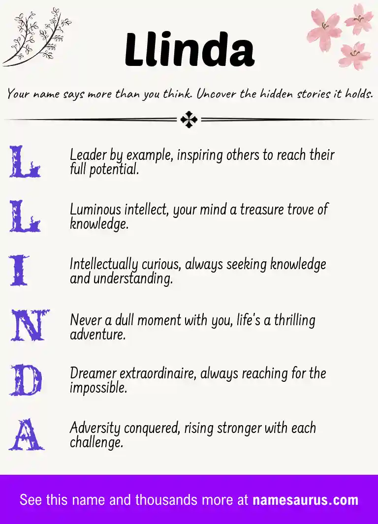 Acrostic poem about Llinda.