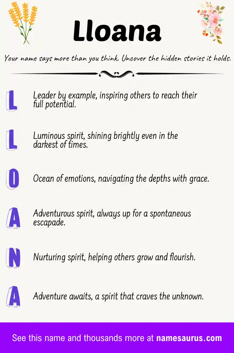 Acrostic poem about Lloana.