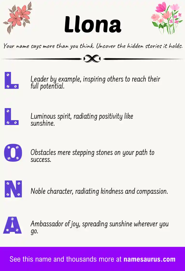 Acrostic poem about Llona.