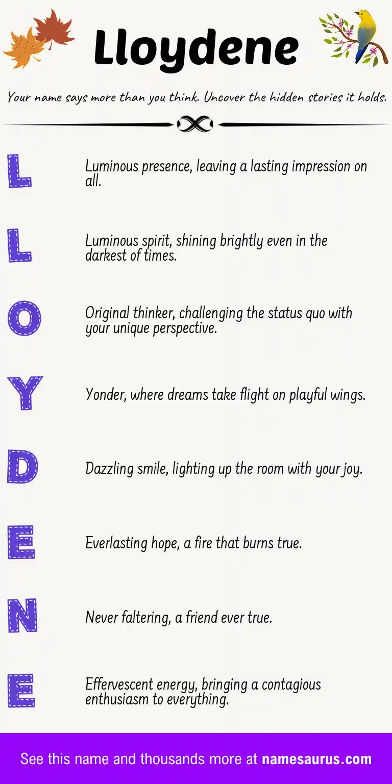Acrostic poem about Lloydene.