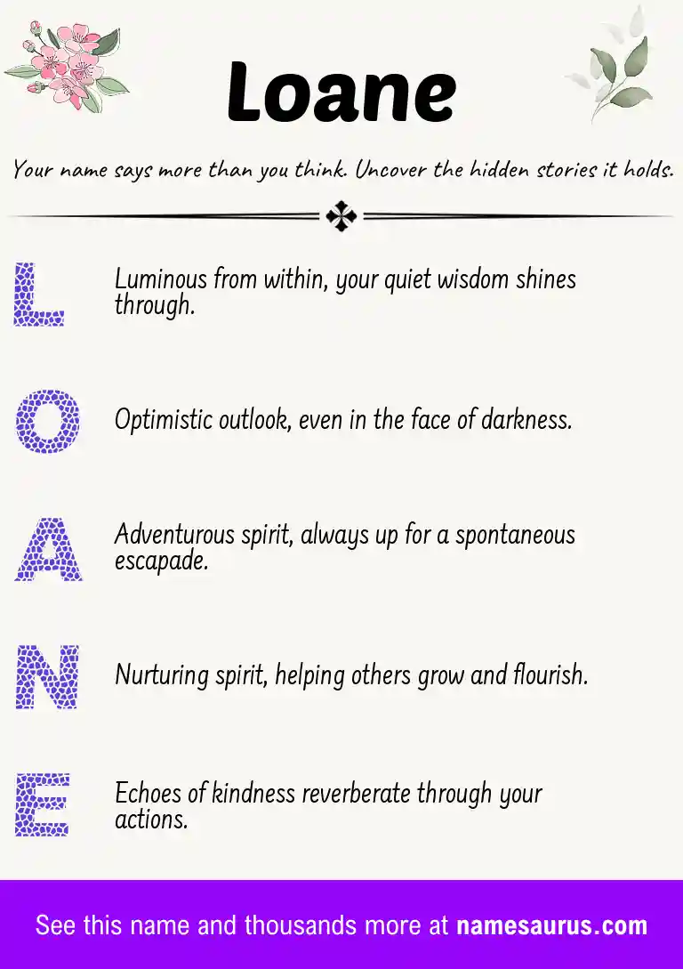 Acrostic poem about Loane.
