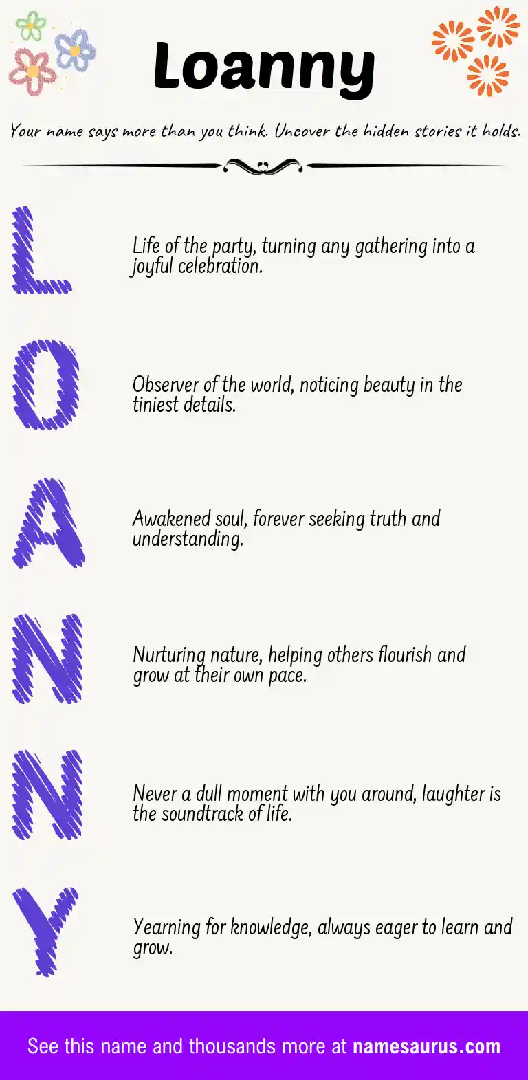 Acrostic poem about Loanny.