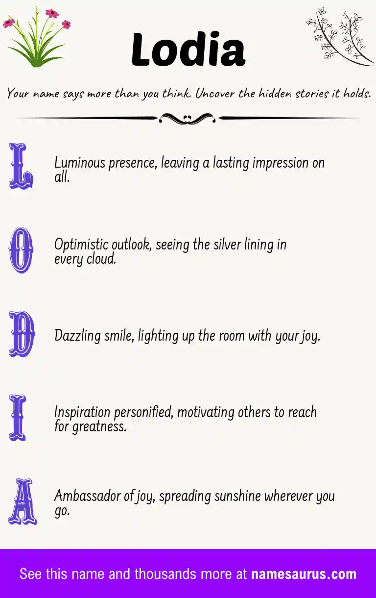 Acrostic poem about Lodia.