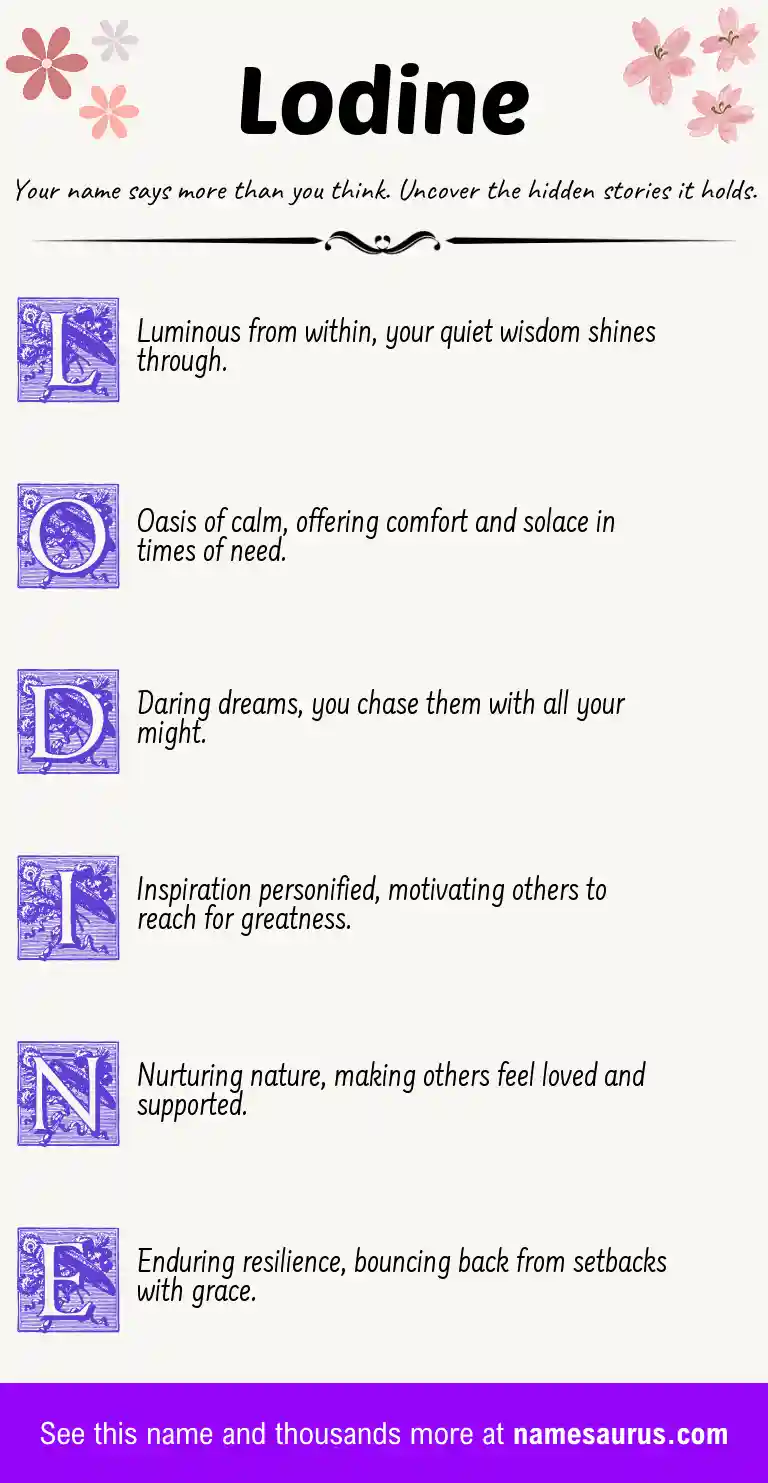 Acrostic poem about Lodine.