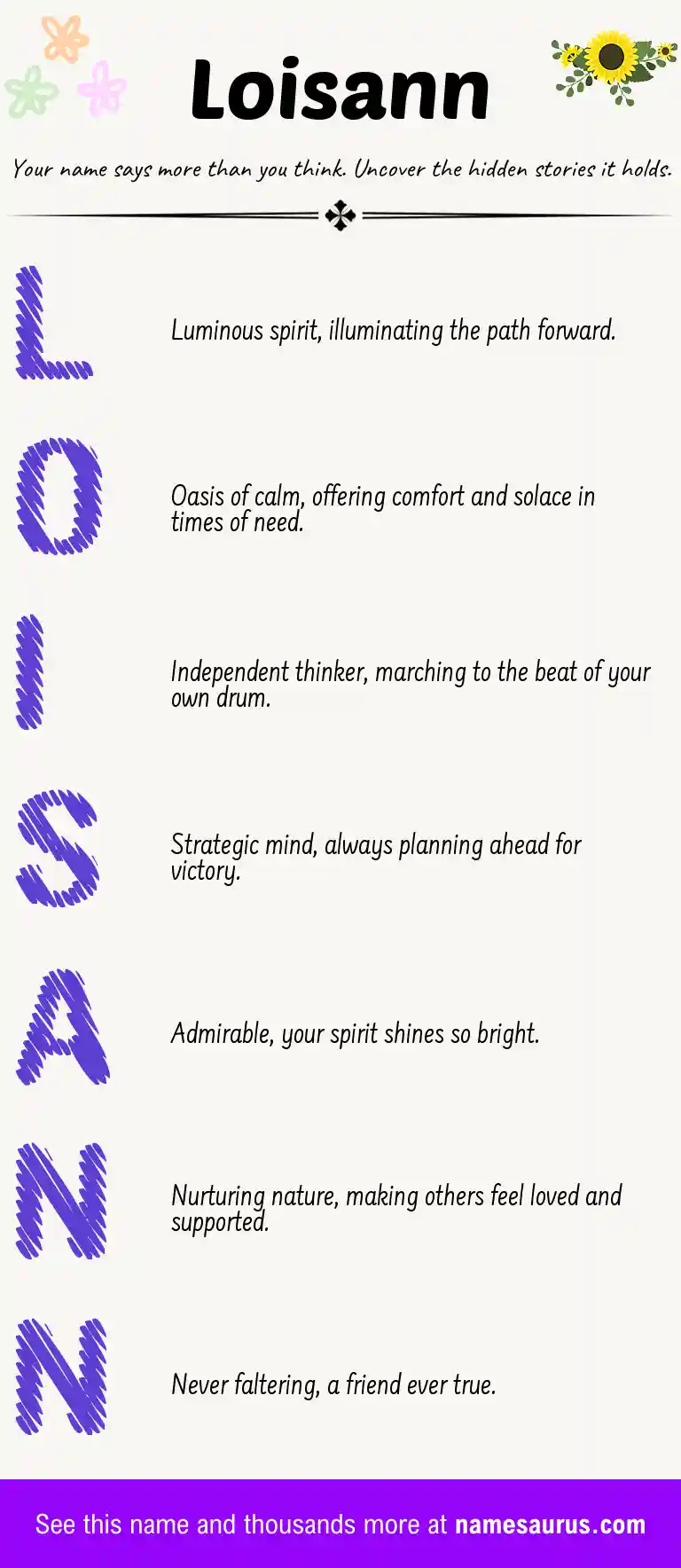 Acrostic poem about Loisann.