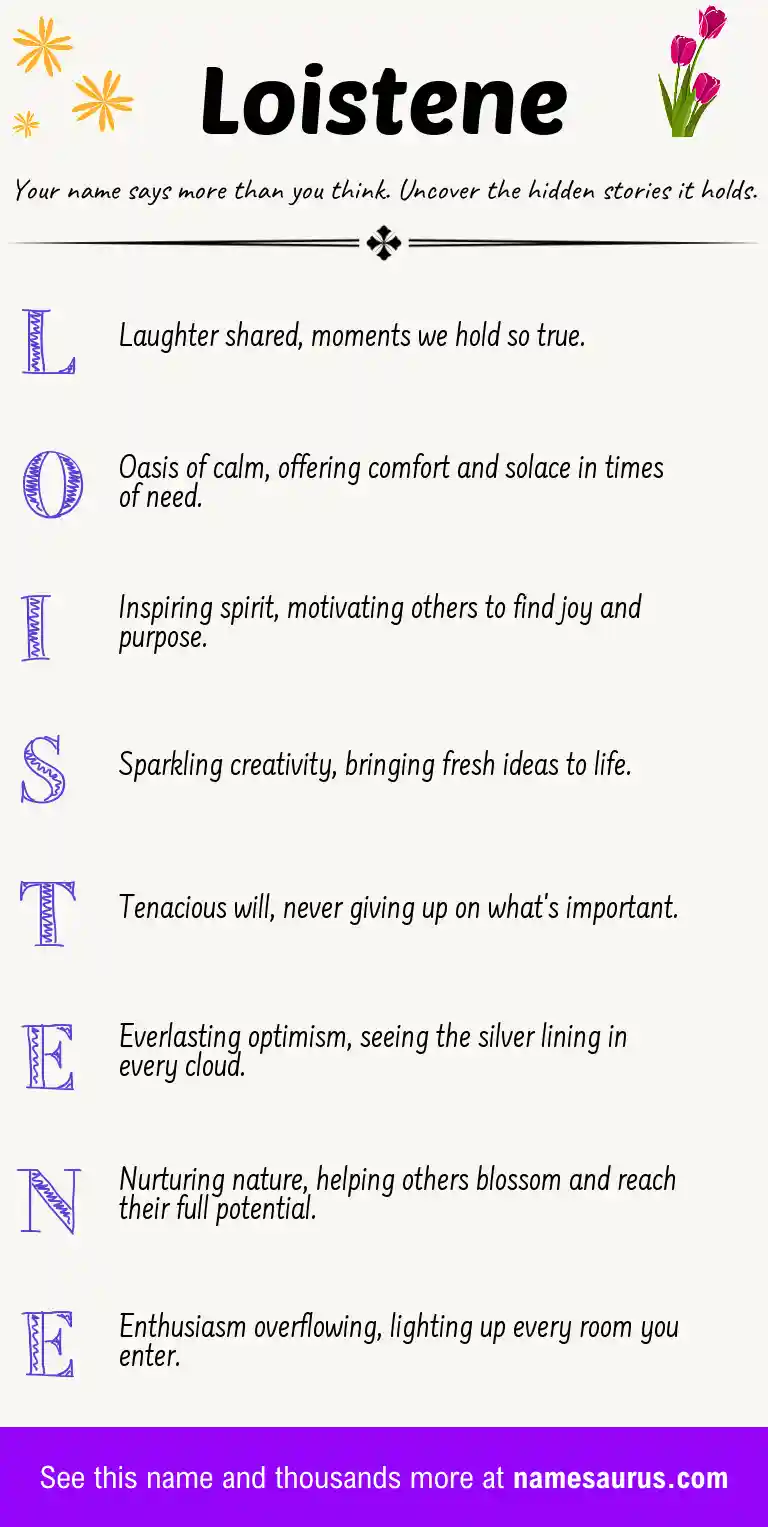 Acrostic poem about Loistene.