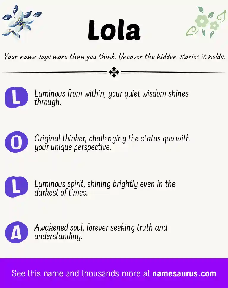Acrostic poem about Lola.