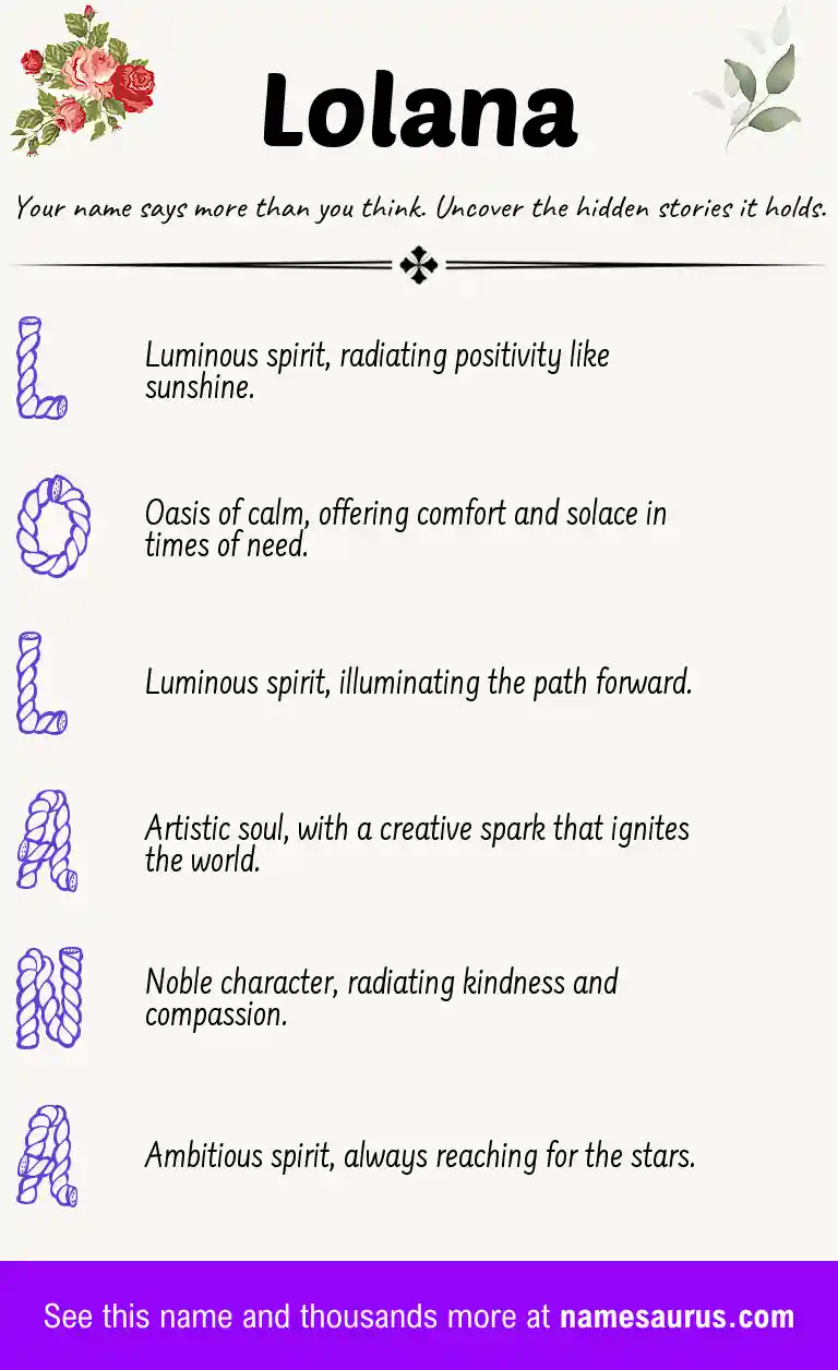 Acrostic poem about Lolana.