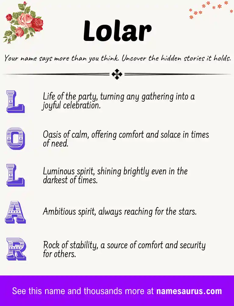 Acrostic poem about Lolar.