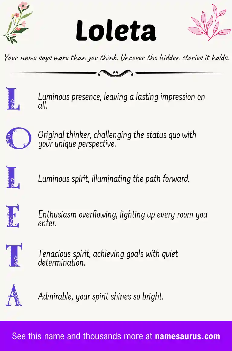 Acrostic poem about Loleta.