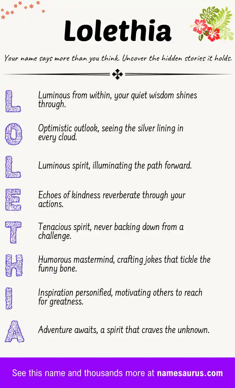 Acrostic poem about Lolethia.