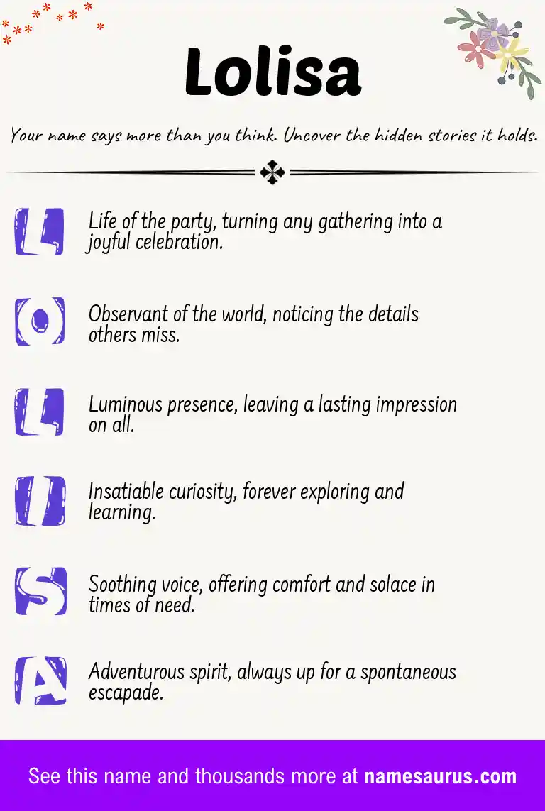 Acrostic poem about Lolisa.
