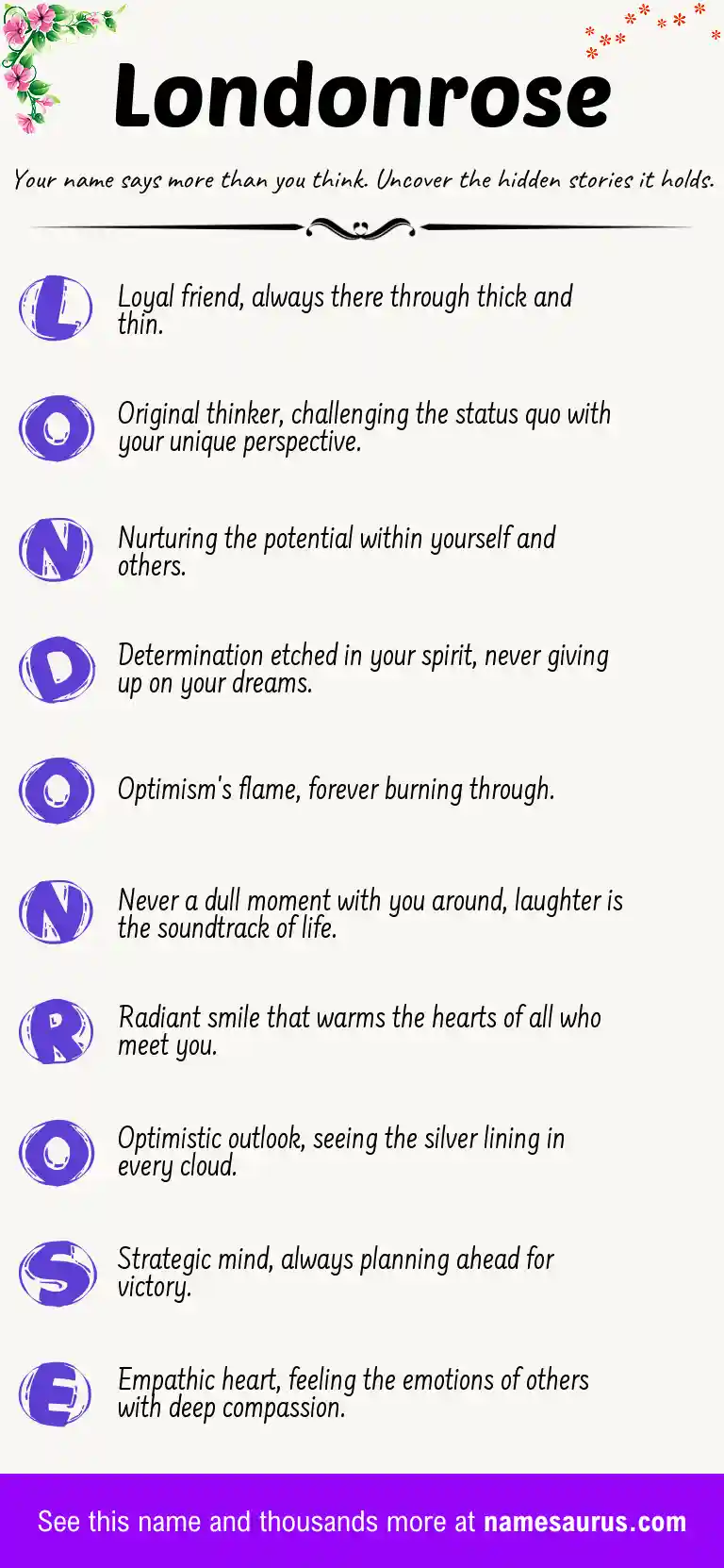 Acrostic poem about Londonrose.