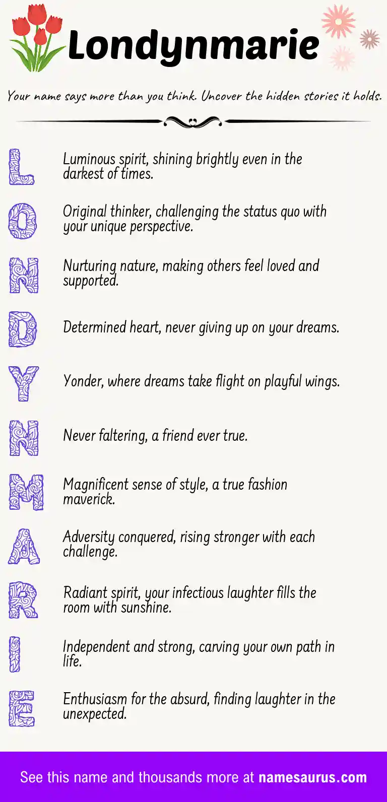 Acrostic poem about Londynmarie.