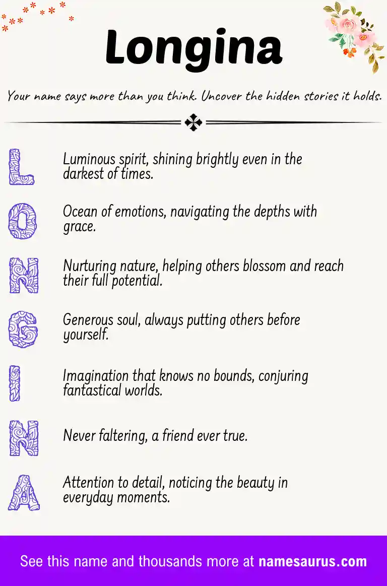 Acrostic poem about Longina.