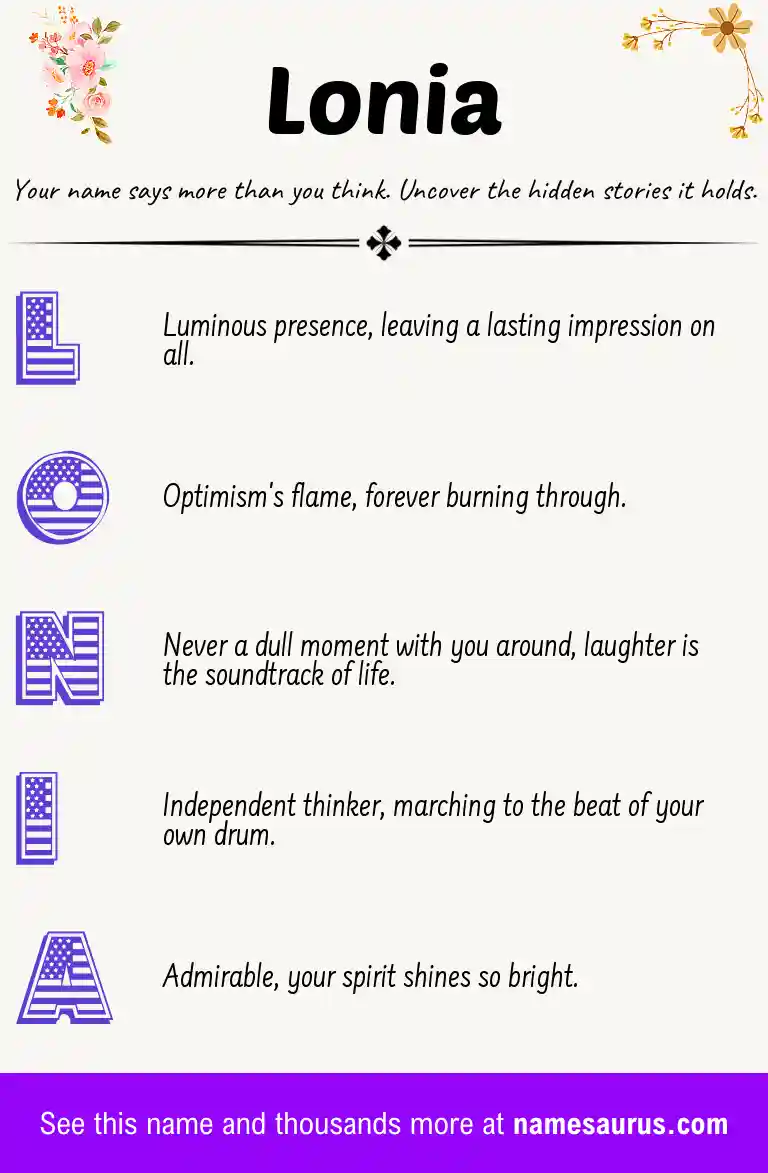 Acrostic poem about Lonia.