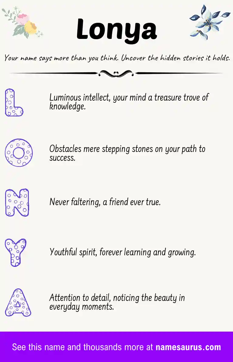 Acrostic poem about Lonya.
