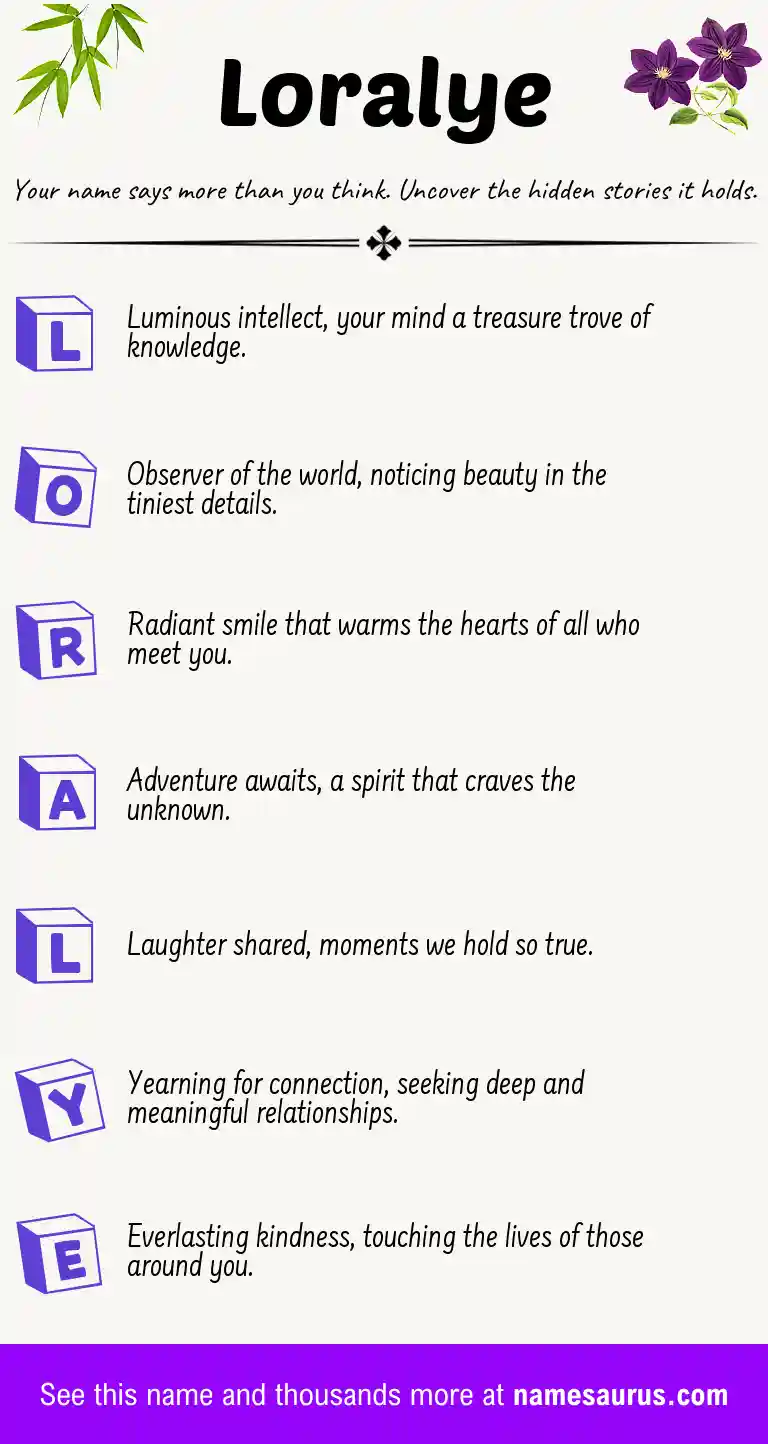 Acrostic poem about Loralye.