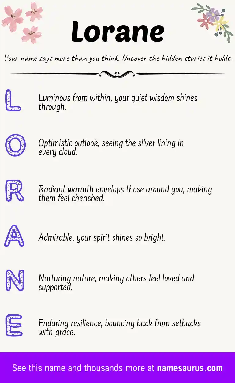 Acrostic poem about Lorane.