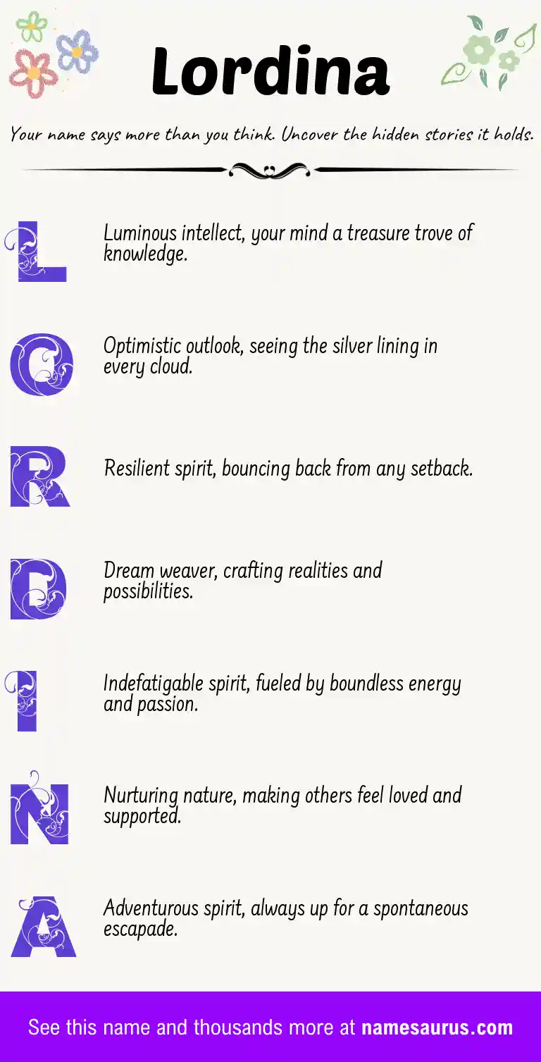 Acrostic poem about Lordina.