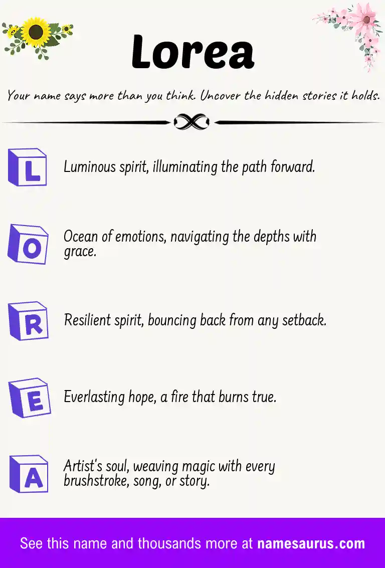 Acrostic poem about Lorea.