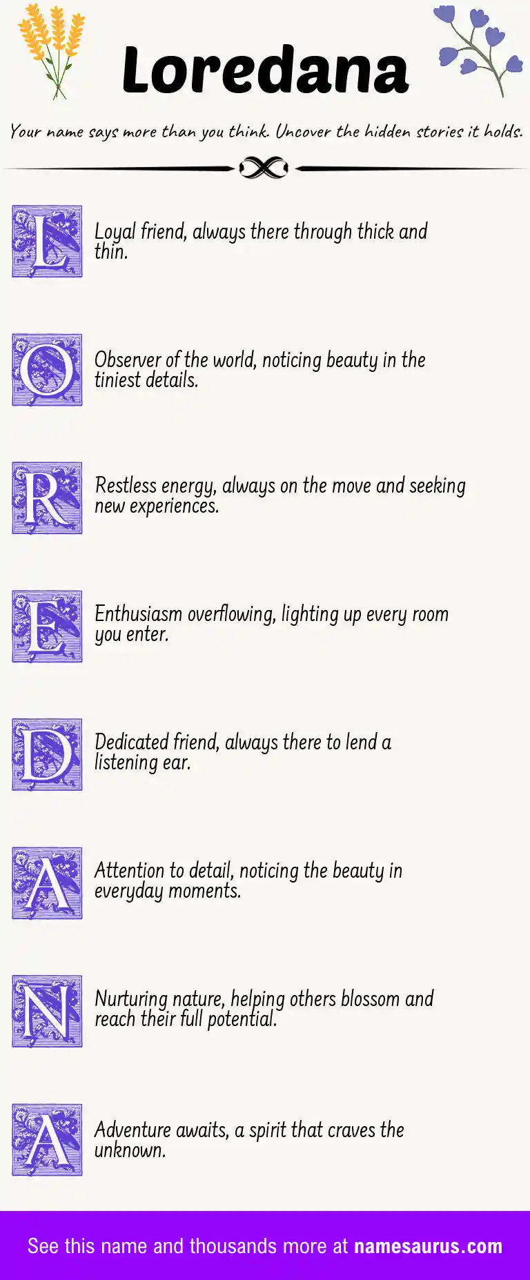 Acrostic poem about Loredana.