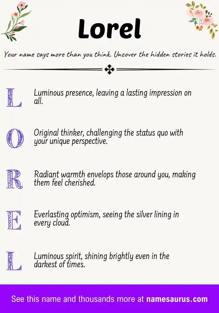 Acrostic poem about Lorel.