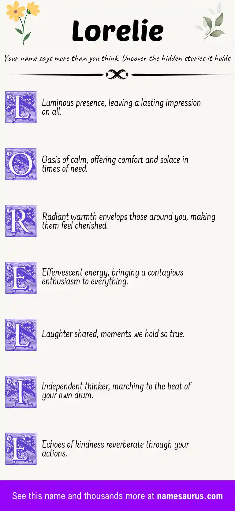 Acrostic poem about Lorelie.