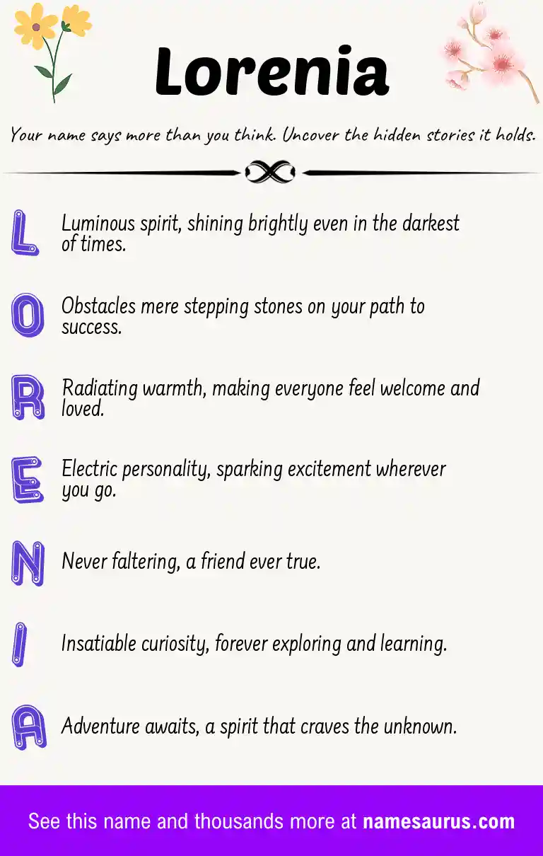 Acrostic poem about Lorenia.