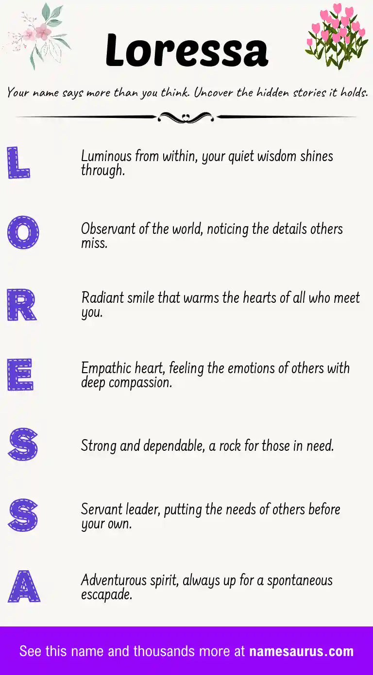 Acrostic poem about Loressa.