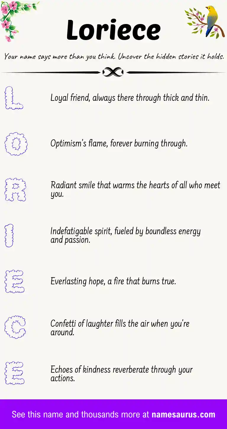 Acrostic poem about Loriece.