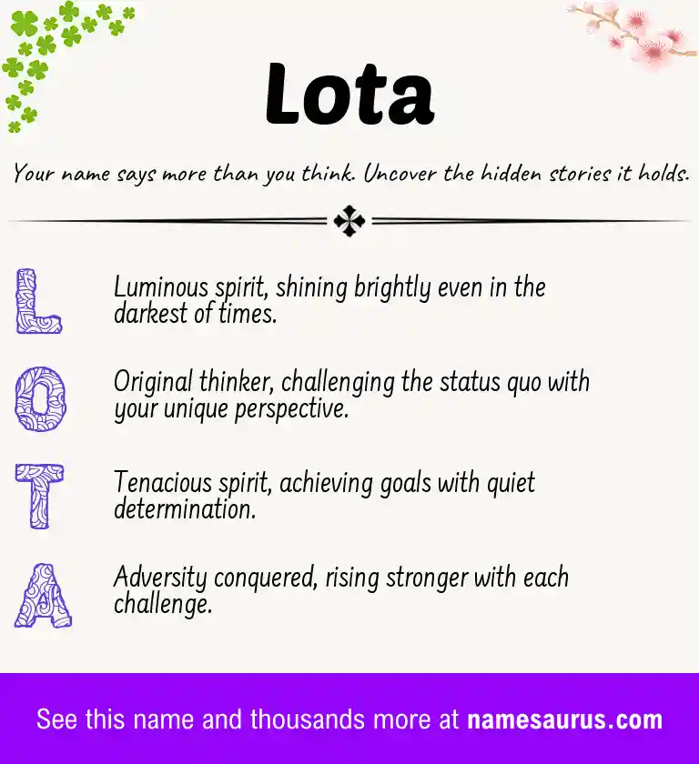 Acrostic poem about Lota.