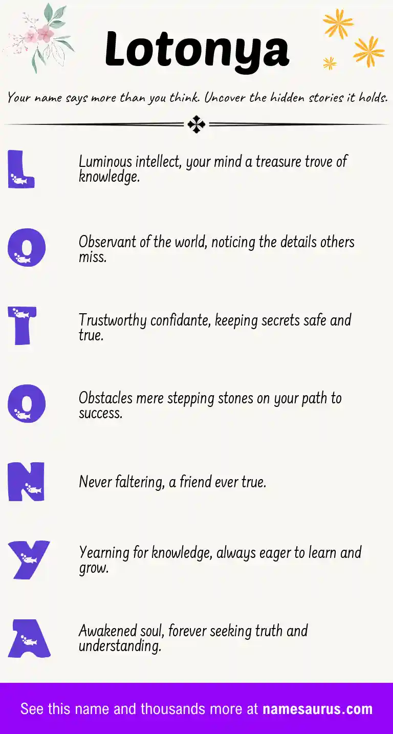 Acrostic poem about Lotonya.