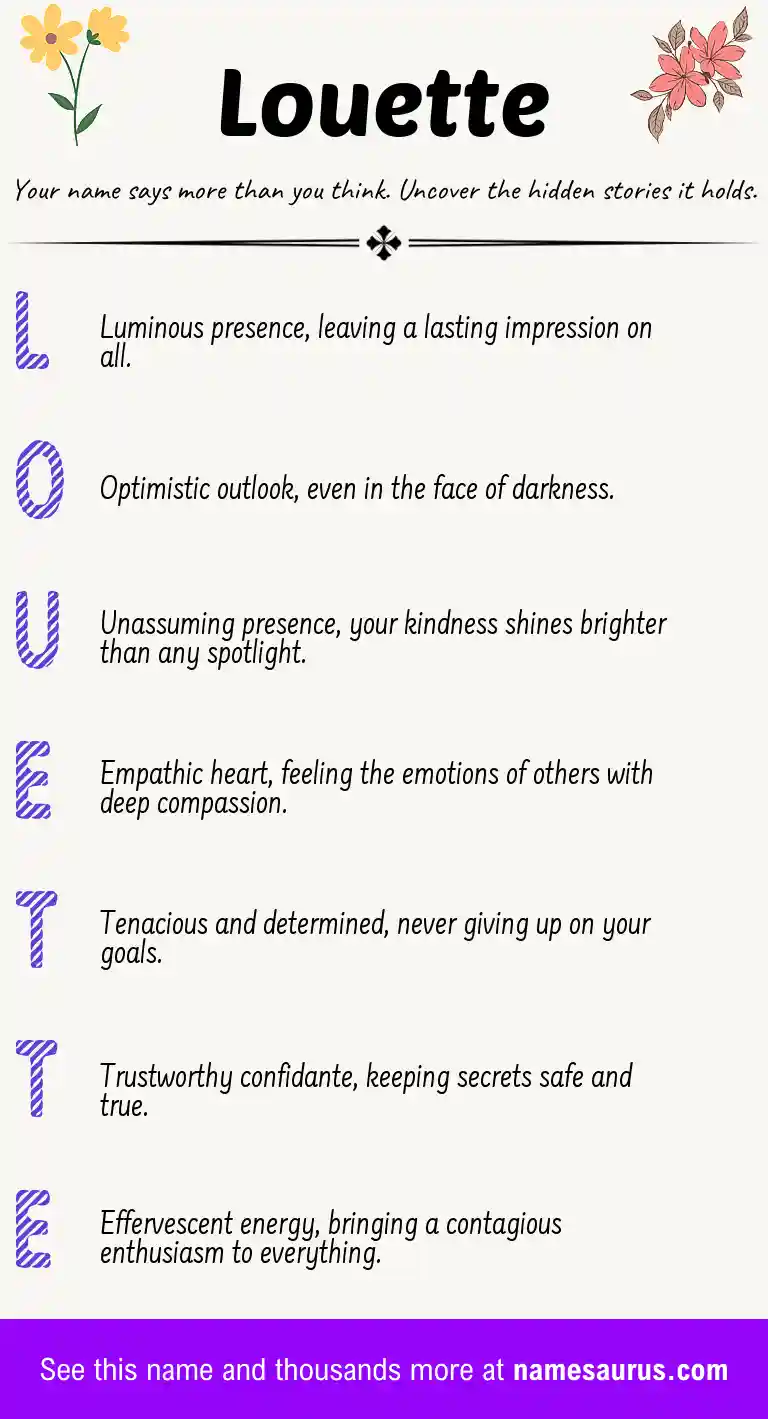 Acrostic poem about Louette.