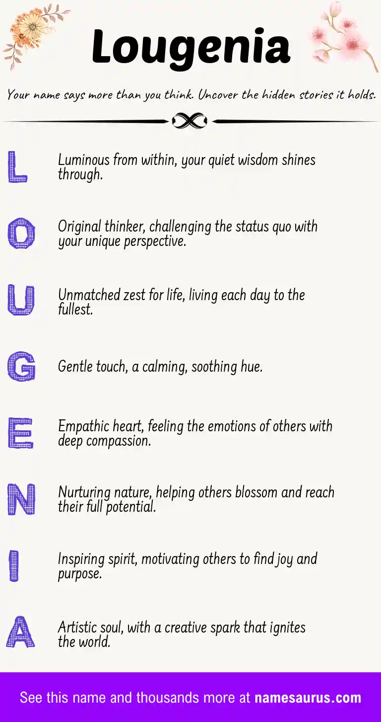 Acrostic poem about Lougenia.