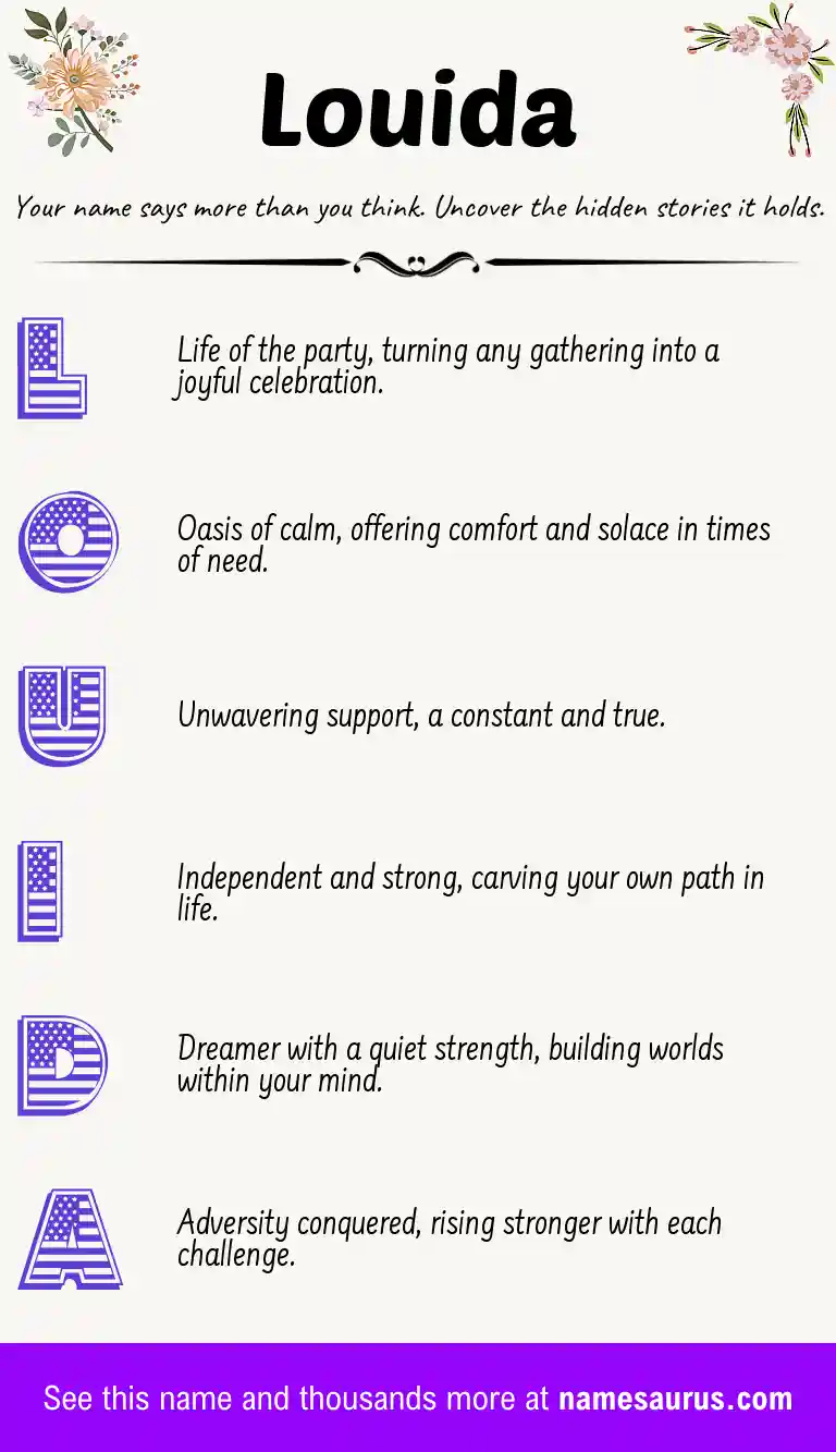 Acrostic poem about Louida.