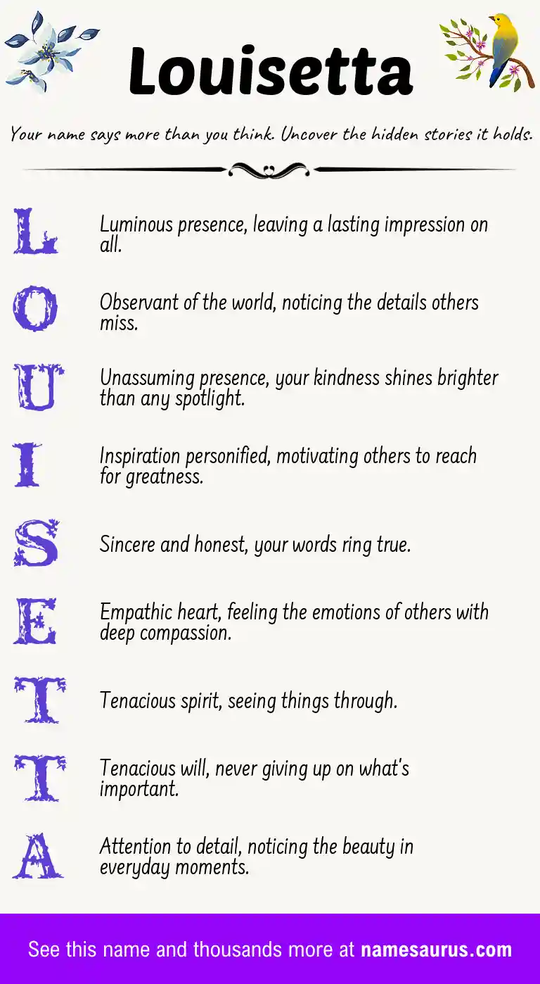 Acrostic poem about Louisetta.
