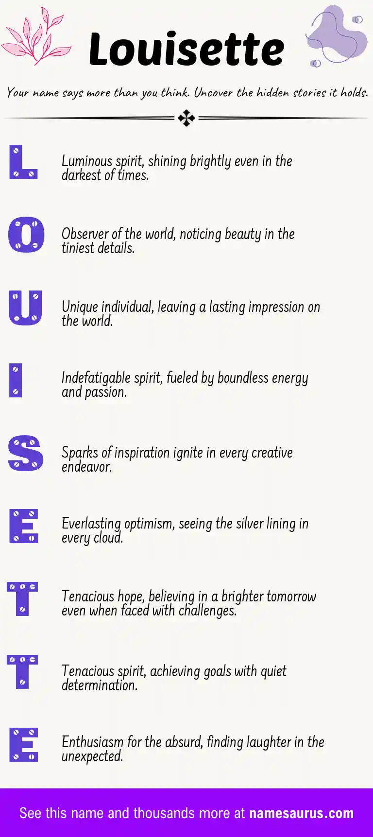 Acrostic poem about Louisette.