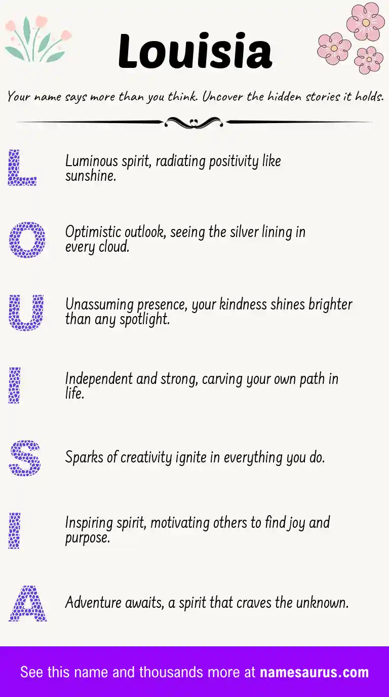 Acrostic poem about Louisia.