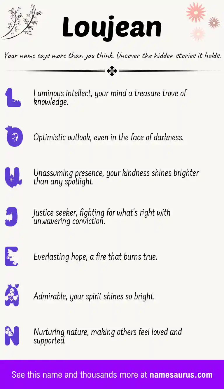 Acrostic poem about Loujean.