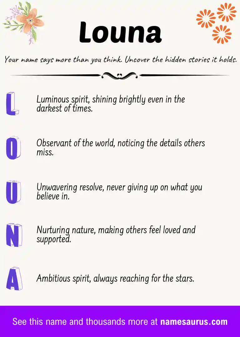 Acrostic poem about Louna.