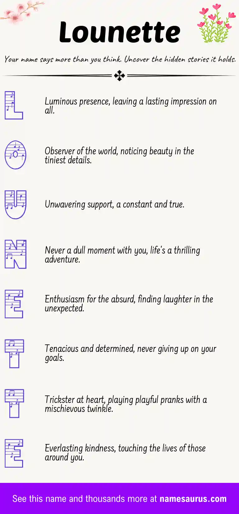 Acrostic poem about Lounette.