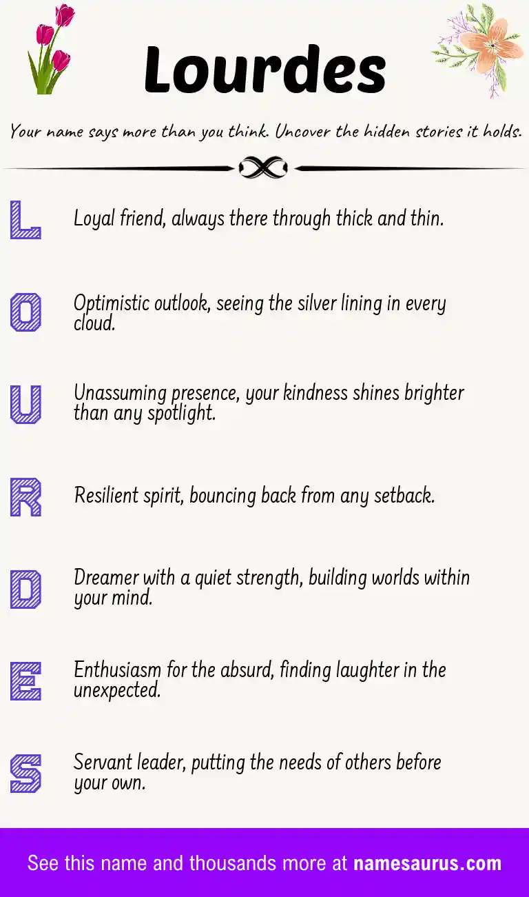 Acrostic poem about Lourdes.