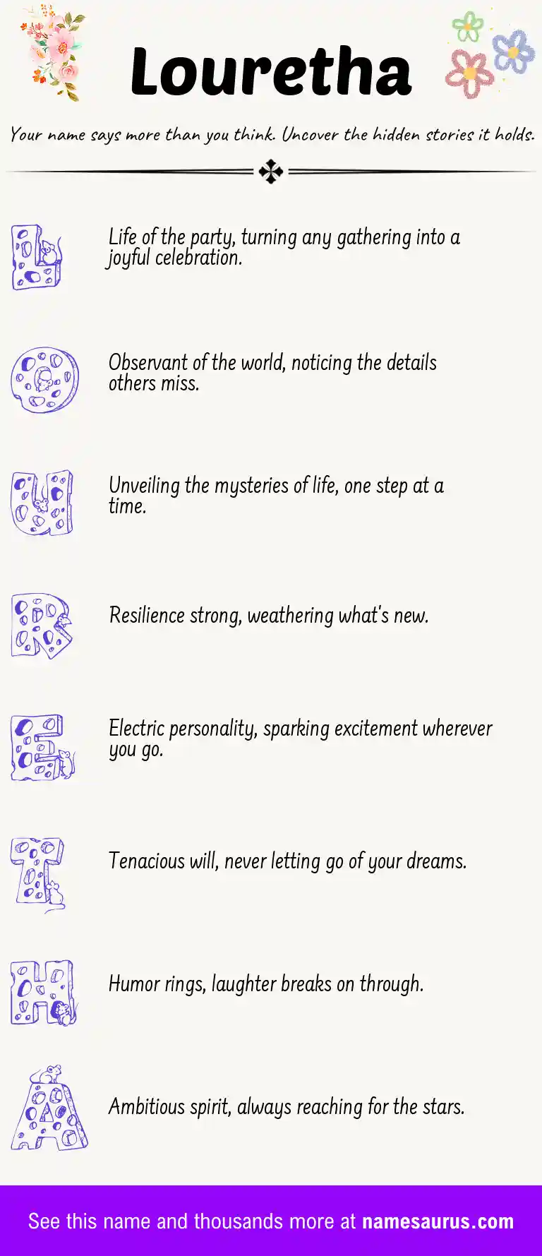 Acrostic poem about Louretha.